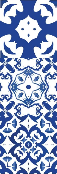 Traditional Ornate Portuguese Azulejos Minimal Design Set Vector Seamless Patterns — Stock Vector