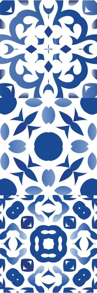 Süslü Azulejo Portekiz fayansları. Yaratıcı tasarım. Vektörsüz desenlerin toplanması. Çarşaflar, akıllı telefon kılıfları, hatıra defterleri, çantalar ya da tişörtler için mavi muhteşem halk resimleri..