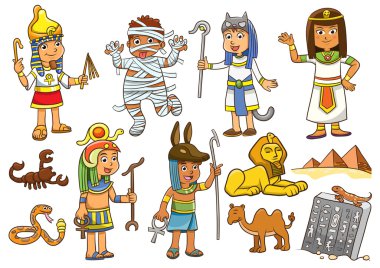 Illustration of egypt child cartoon character. clipart