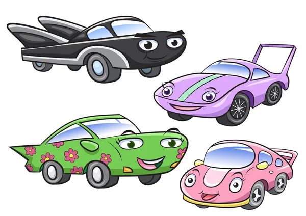 Vectorillustratie van schattige auto stripfiguren — Stockvector
