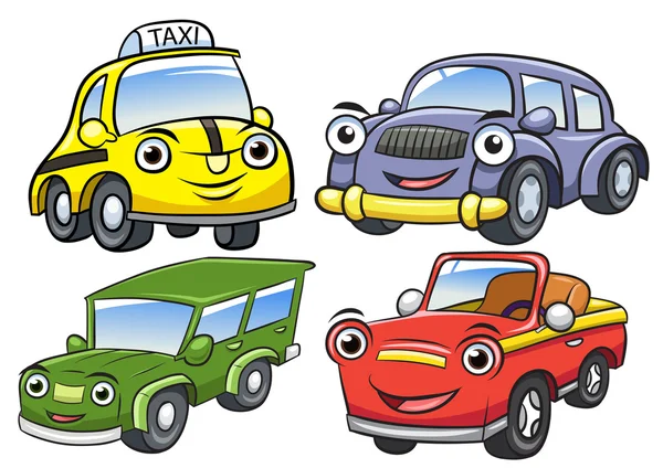 Vector illustration of cute cartoon car characters — Stock Vector