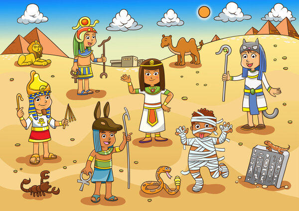 Illustration of egypt child cartoon.