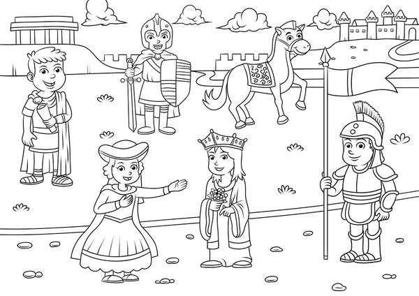 Ilustração de desenhos animados romanos gregos para colorir —  Vetores de Stock