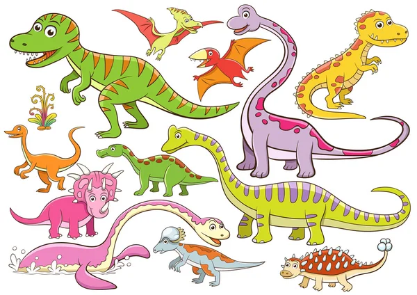 Ilustración de dibujos animados dinosaurios lindo — Vector de stock