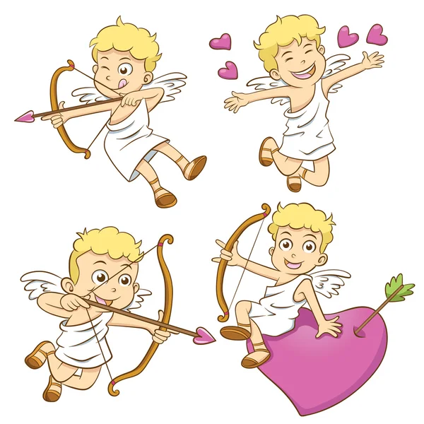 Lindo poco Cupido aislado sobre un fondo blanco — Vector de stock