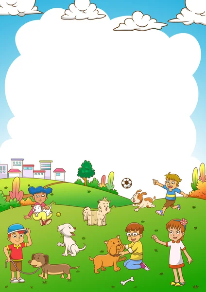 Child and pet cartoon — Stock Photo, Image