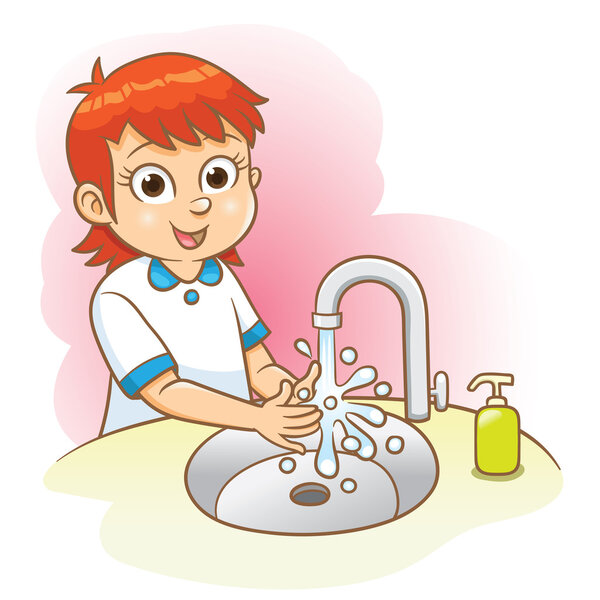 Girl washing her hands Stock Image