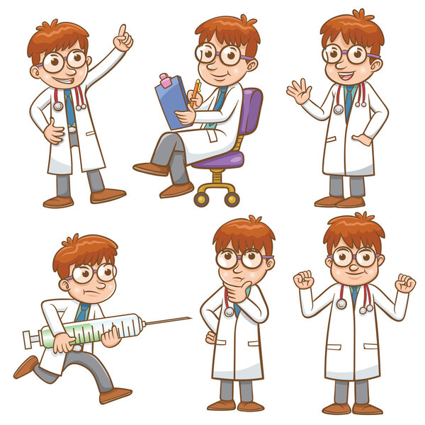 Doctor cartoon character set Stock Photo