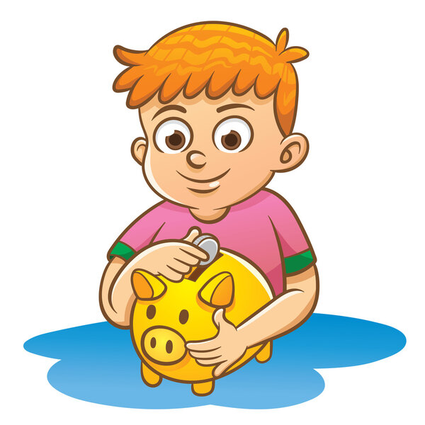 Children and piggy bank Stock Image