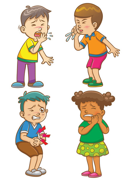 Children get sick cartoon character. Stock Picture