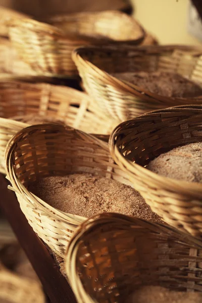 Basket with bread dough — Stock Photo, Image