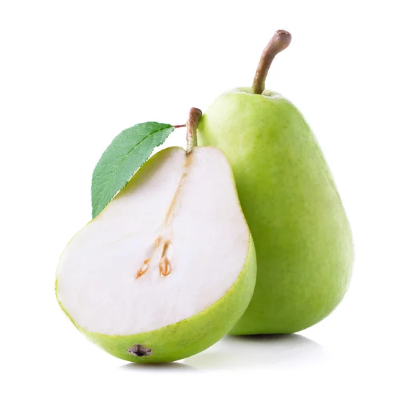 Ripe pear with leaf. — Stock Photo, Image