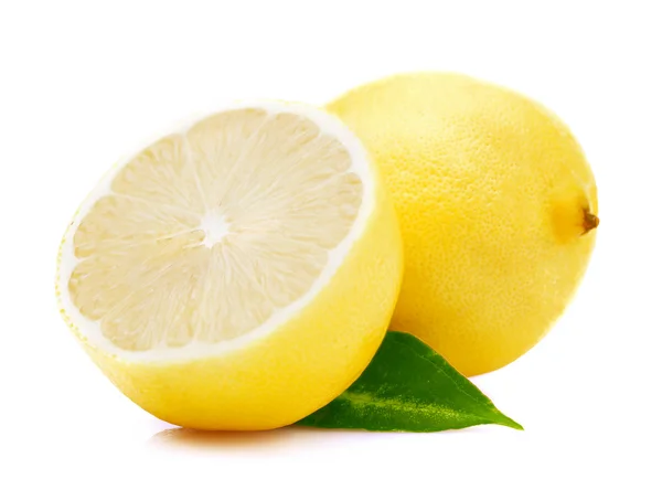 Ripe lemon with leaf. — Stock Photo, Image