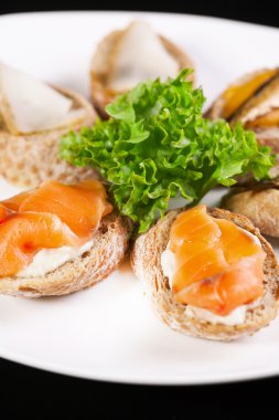 Sandviç somon ve pisi balığı.