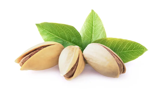 Pistachio nuts with leaves. — Stock Photo, Image