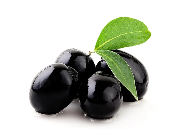 Black olives on white. — Stock Photo, Image