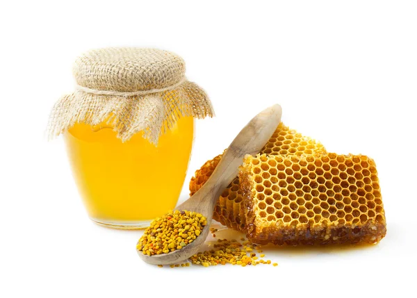 Honey honeycombs and pollen. — Stock Photo, Image