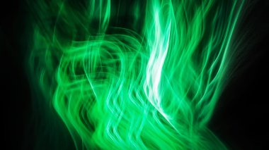 Soyut yeşil parlayan alev
