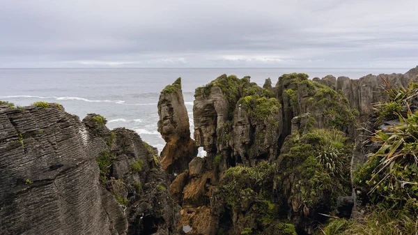 Pancake Rocks Известное Туристическое Направление Новой Зеландии Западное Побережье Южный — стоковое фото