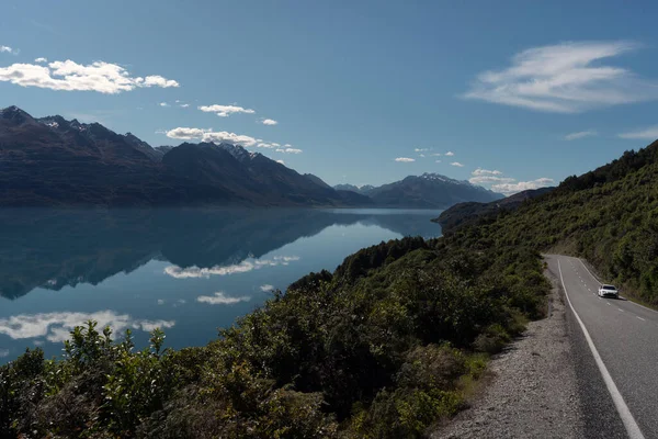 Amazing Panoramic View Lake Wakatipu Motorway Queenstown Glenorchy New Zeaand — Foto de Stock