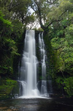 McLean düşüyor. Te Catlins, Yeni Zelanda. Dikey uzun pozlama fotoğrafçılık