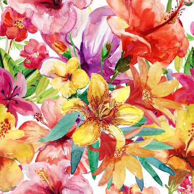 tropikal çiçek boyama desen 