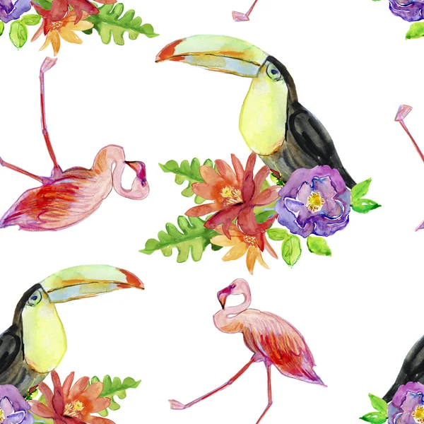 Tropiska blommor målning mönster — Stockfoto