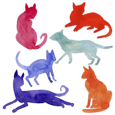 Renkli kedi siluetleri