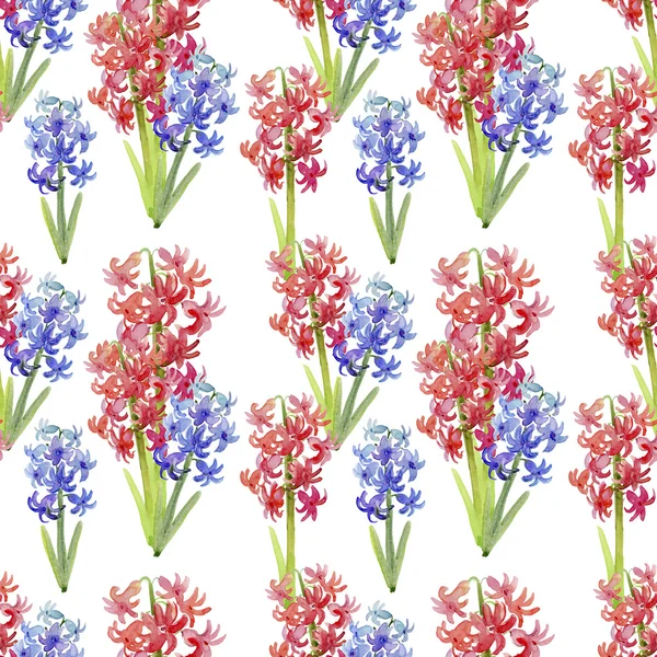 Watercolor Hyacinth flowers pattern — Stock Photo, Image