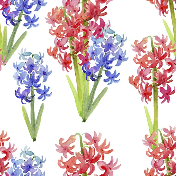 Watercolor Hyacinth flowers pattern — Stock Photo, Image