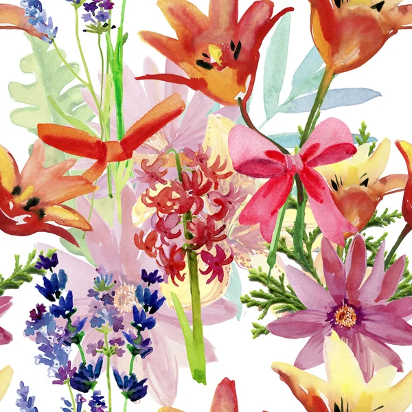 热带花卉绘画模式 — 图库照片