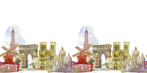 Watercolor illustration of Paris — Stock Photo, Image