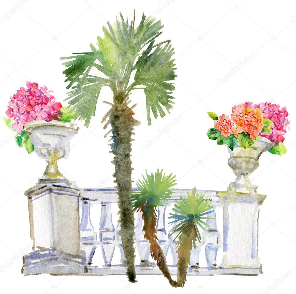 palm trees and flowers