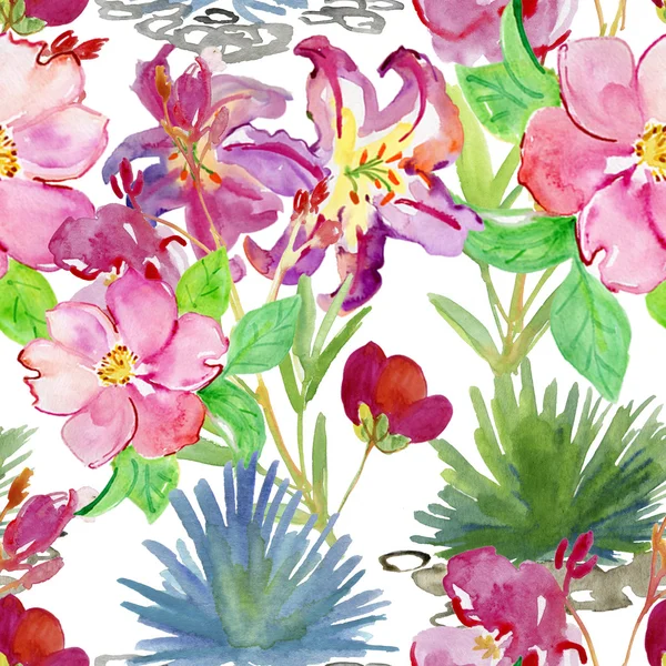 Akvarelu květinový vzor — Stock fotografie