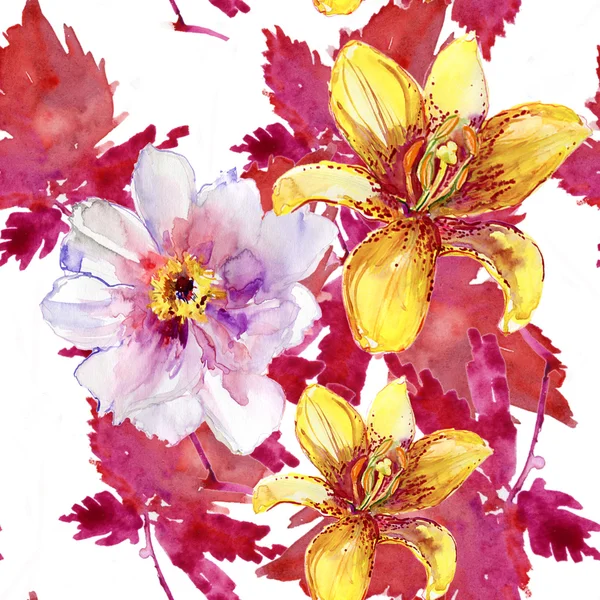 Watercolor floral painting pattern — Stock Photo, Image