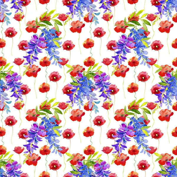 Acquerello Lilla Fiori Blu — Foto Stock