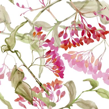 Suluboya çiçekli beyaz izole seamless modeli 