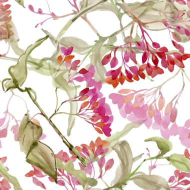 Suluboya çiçekli beyaz izole seamless modeli 