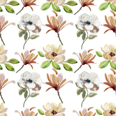 Suluboya Çiçekler. Tasarım için kusursuz arkaplan