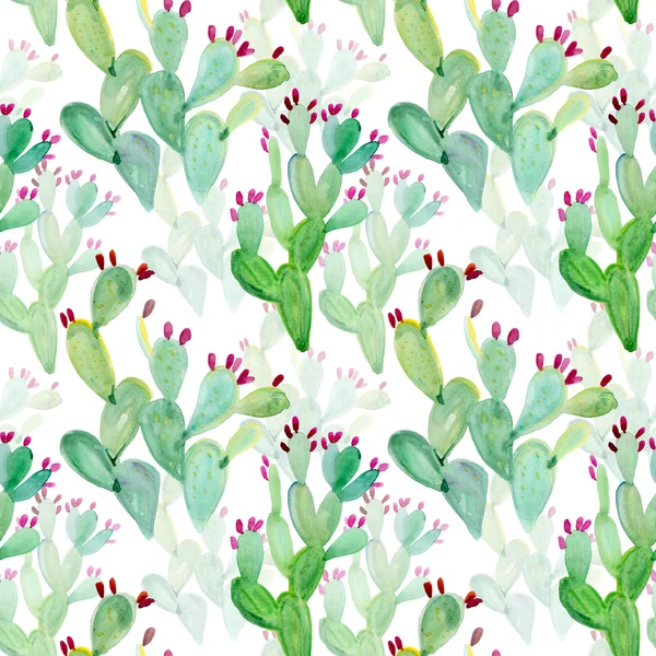 Watercolor seamless cactus pattern background — Stock Photo, Image