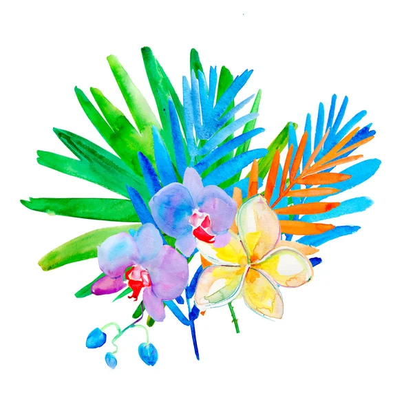 Oorspronkelijke zomerbloemen, aquarel illustratie — Stockfoto