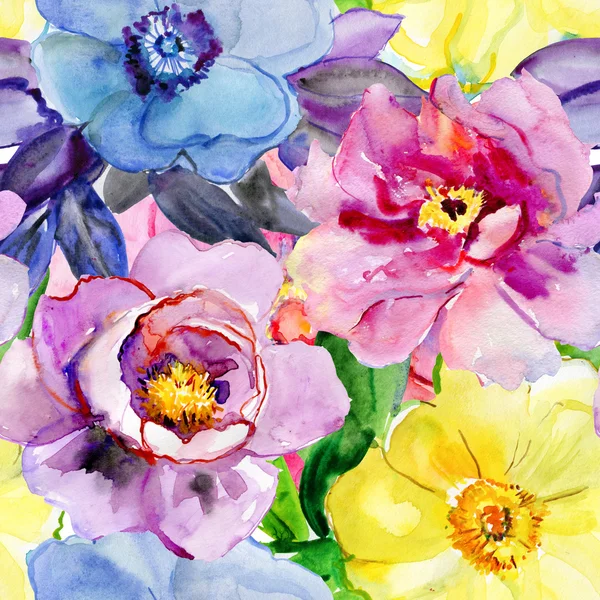 Άνευ ραφής μοτίβα με όμορφα λουλούδια — Φωτογραφία Αρχείου