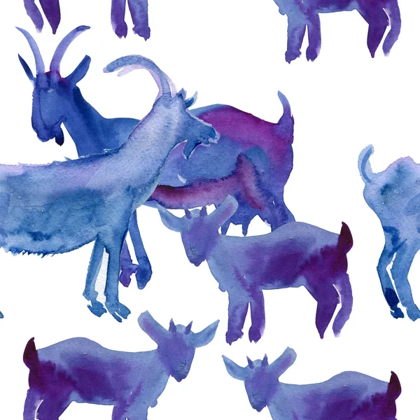 Akwarela koza wzór — Zdjęcie stockowe