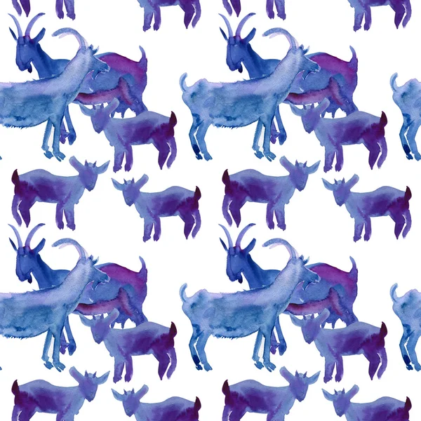 Watercolor goat pattern — Stock Photo, Image