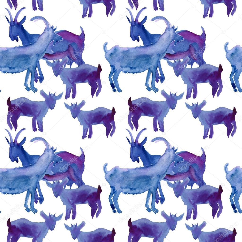 Watercolor goat pattern — Stock Photo © olies #53393889