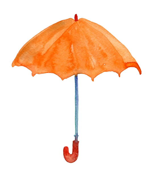 Orange watercolor umbrella — Stock Photo, Image