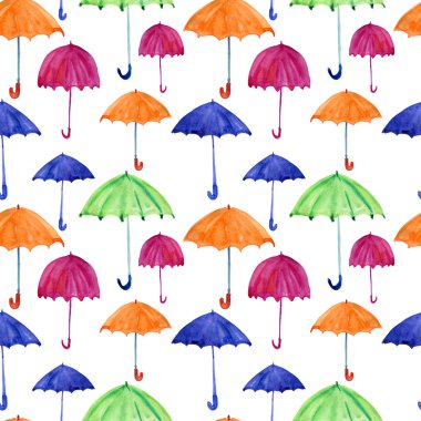 Seamless pattern with watercolor umbrellas clipart