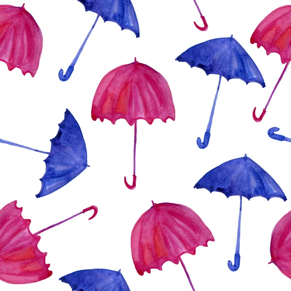 Nahtloses Muster Mit Bunten Regenschirmen Aquarell — Stockfoto