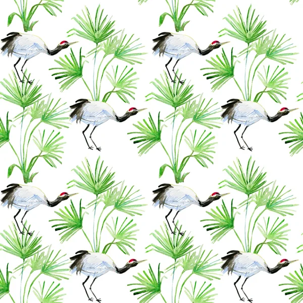 Seamless pattern with flowers and birds — Stock Photo, Image
