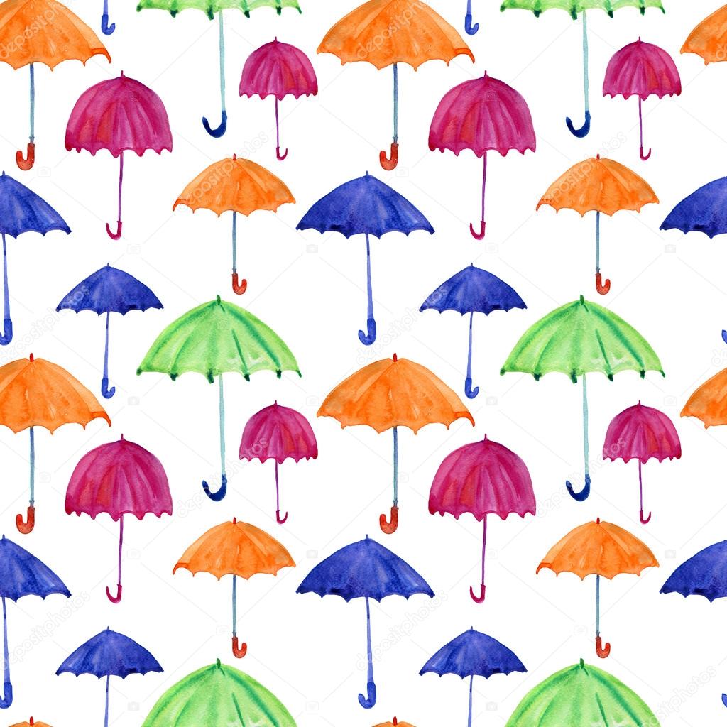 patrones sin fisuras con sombrillas acuarelas — Foto de stock © olies